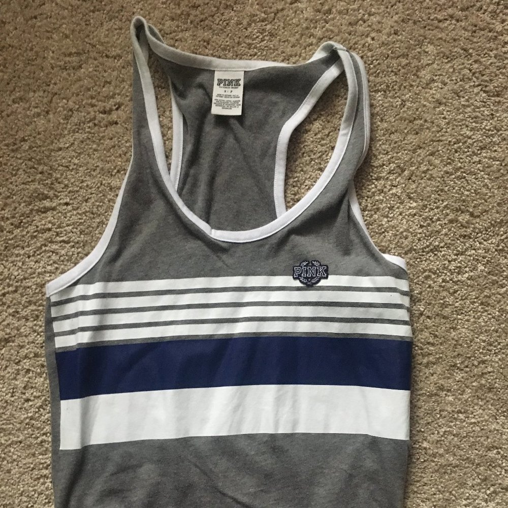 Gray, Blue, and White Striped Tank